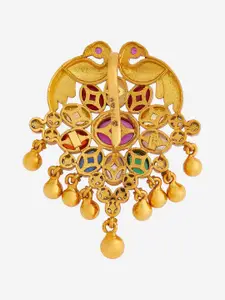 Kushal's Fashion Jewellery Embellished Bridal 92.5 Silver Gold-Plated Stone Pendant