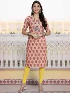 7Threads Women Ethnic Motifs Printed Sequinned Floral Crepe Kurta