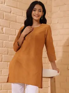 Fabindia Keyhole Neck Cotton A-Line Short Kurta