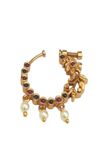 GRIIHAM Gold-Plated Artificial Stones And Beads Ring Nosepin