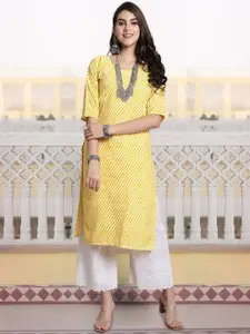 7Threads Women Ethnic Motifs Printed Thread Work Floral Crepe Kurta