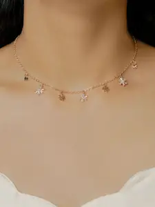 SWASHAA Rose Gold-Plated Cubic Zirconia Studded Necklace