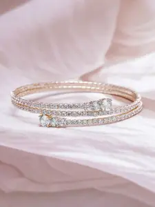 Rubans Gold-Plated American Diamond Bangle-Style Bracelet