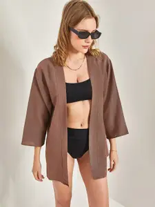 BIANCO LUCCI Kahverengi Open Front Shrug