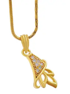 Saizen Gold-Plated Stones Studded Pendant With Chain