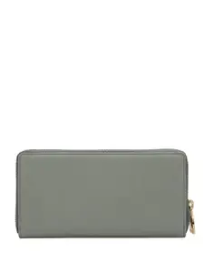 Da Milano Women Textured Zip Detail Leather Zip Around Wallet