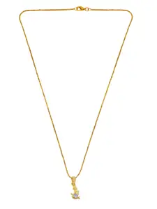 Saizen Gold-Plated Stone Studded Animal Shaped Pendant With Chain