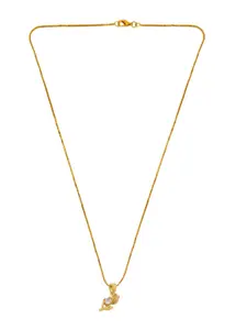 Saizen Gold-Plated Floral Stones Studded Pendant With Chain