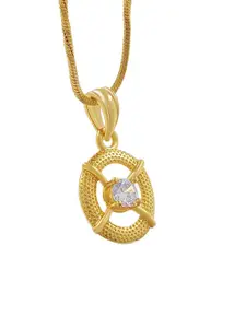 Saizen Gold-Plated Stone Studded Contemporary Pendants With Chains