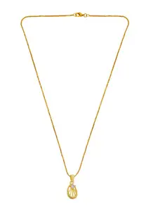 Saizen Gold-Plated Centric Stone Studded Oval Pendants with Chains