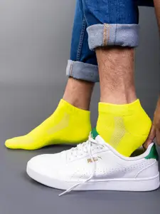 HRX by Hrithik Roshan Men Pack Of 3 Yellow & Blue Patterned Ankle-Length Socks