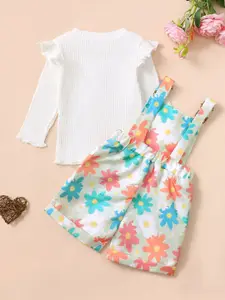 INCLUD Girls Printed Long Sleeves Round Neck Top With Shorts