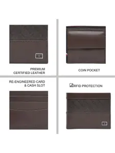 Tommy Hilfiger Men Geometric Printed Leather Two Fold Wallet
