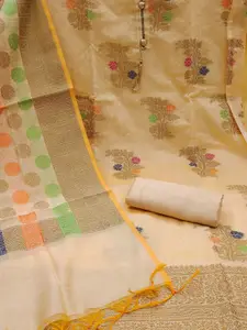 KIMISHA Floral Woven Design Zari Unstitched Dress Material