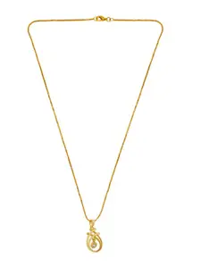 Saizen Gold-Plated Stone Studded Oval Pendants with Chains