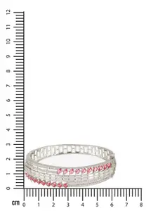 Anouk Brass American Diamond Silver-Plated Bangle-Style Bracelet