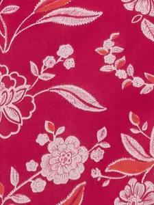 Melange by Lifestyle Floral Printed Mandarin Collar Cotton Straight Kurta