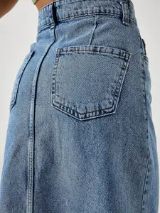 Happiness istanbul Denim A-line Maxi Skirt