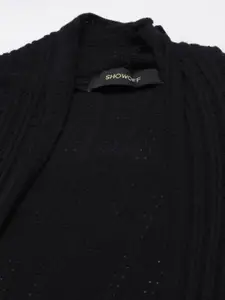 SHOWOFF Self Design Open Front Longline Shrug