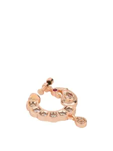 I Jewels Rose Gold Plated Artificial Stones Ring Nosepin