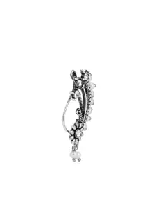 I Jewels Silver Plated Artificial Beads Ring Nosepin