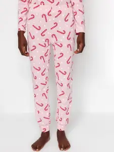 Trendyol Women Pure Cotton Graphic Printed Night suit