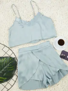 Trendyol Women Solid Satin Night suit