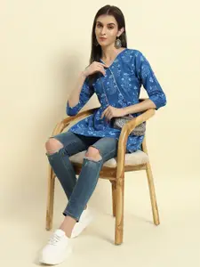 Mialo fashion Floral Printed V-Neck Pure Cotton Kurti