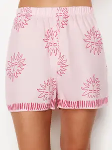 Trendyol Women Lapel Collar Printed Night suit