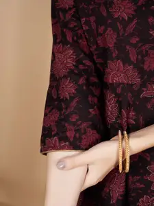 Anouk Floral Printed Cotton Fit & Flare Ethnic Dress