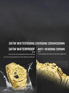 Naviforce Men Brass Embellished Dial & Stainless Steel Straps Analogue and Digital Multi Function Watch