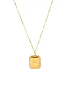 SALTY Gold-Plated Square Shaped Pendants with Chains