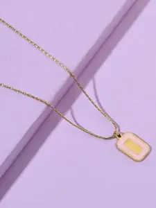 SALTY Pink Block Gold-Plated Stainless Steel Pendant With Chain
