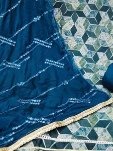 Ishin Geometric Printed Beads and Stones Unstitched Dress Material