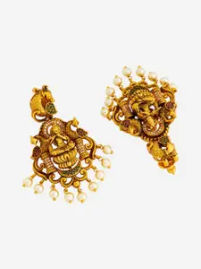 Kushal's Fashion Jewellery Gold Plated Peacock Shaped Chandbalis