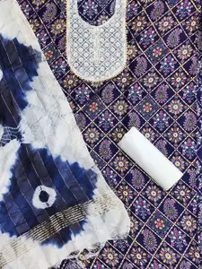 Ishin Floral Embroidered Pure Cotton Unstitched Dress Material