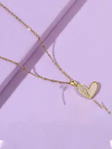 SALTY Haley Studded Stainless Steel Heart Shaped Pendant with Chain