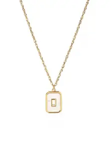 SALTY Gold Plated Enamelled Square Shaped Pendant With Chain