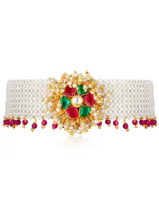 Peora Gold-Plated Artificial Stones Studded Wraparound Bracelet