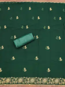 Ishin Floral Embroidered Thread Work Silk Georgette Unstitched Dress Material