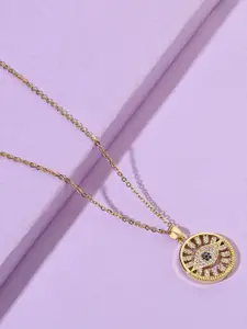 SALTY Gold Plated Stainless Steel Evil Eye Pendant With Chain