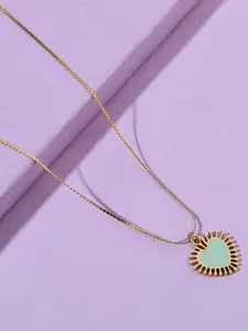 SALTY Misty Ray Heart Gold-Plated Stainless Steel Pendant With Chain