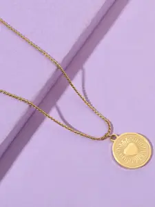 SALTY Ray Of Heart Stainless Steel Circular Pendant with Chain