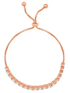 Peora Rose Gold-Plated Cubic Zirconia Studded Wraparound Bracelet