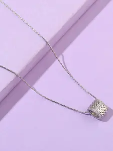 SALTY Textured Studded Wheel Silver-Plated Stainless Steel Pendant With Chain