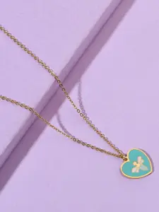 SALTY Baby Dragon Gold-Plated Heart Shaped Pendants with Chains