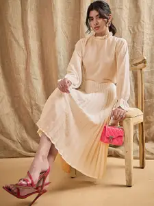 SASSAFRAS Ruffled Neck Top With Midi Skirt