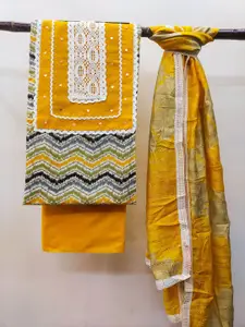 Ishin Geometric Printed Pure Cotton Unstitched Dress Material