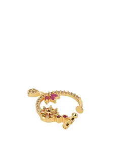 I Jewels Gold Plated Artificial Stones Ring Nosepin