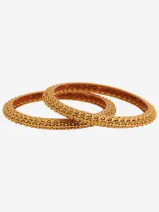 Kushal's Fashion Jewellery Set Of 2 Gold-Plated Bangles